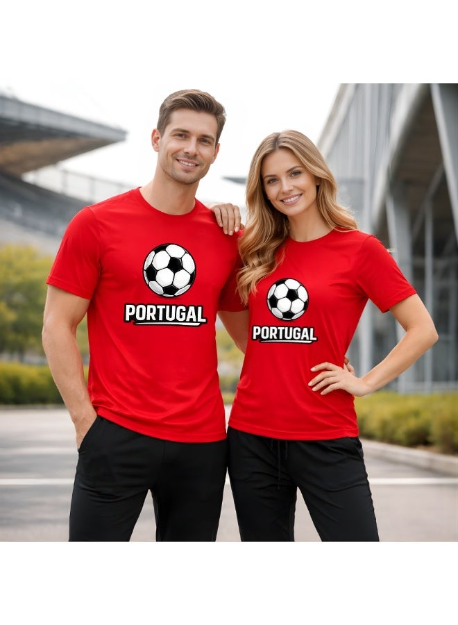 PRINTSHOP4ME Portugal Unisex Adult T-Shirt - Short Sleeve Round Neck Cotton Tshirt for Men and Women - Soft and Comfortable - Gift for Football Fans - Image 2