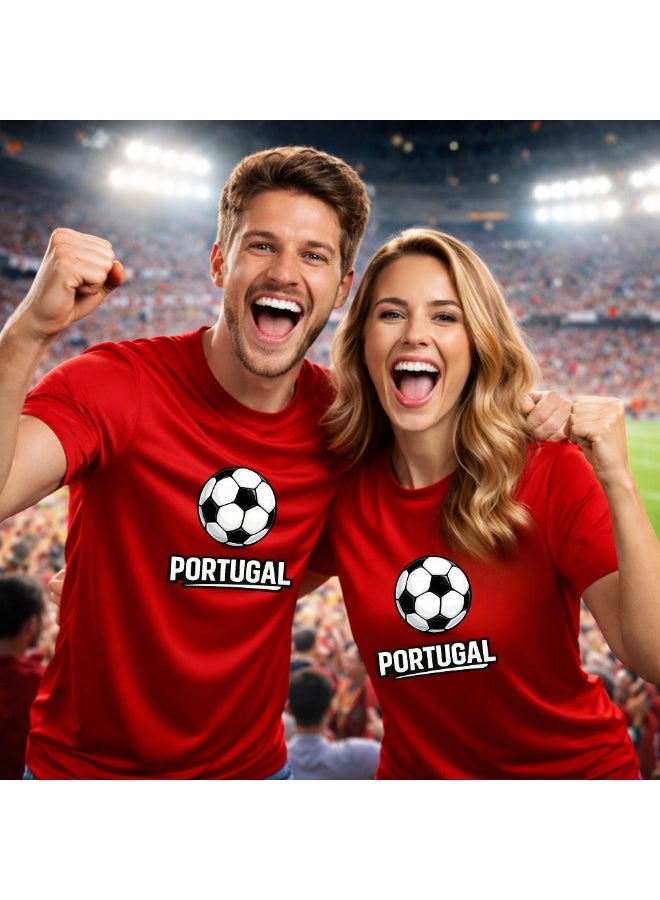 PRINTSHOP4ME Portugal Unisex Adult T-Shirt - Short Sleeve Round Neck Cotton Tshirt for Men and Women - Soft and Comfortable - Gift for Football Fans - Image 5