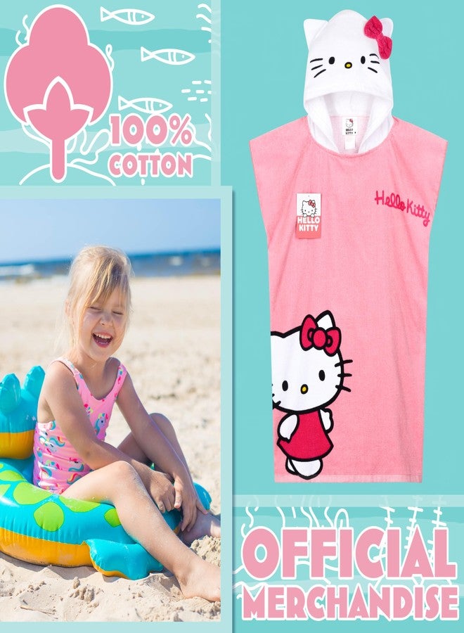 Hello Kitty Beach Towel with Hood for Girls Cinnamoroll Kuromi Kids Poncho Bath Towels Kawaii Beach Accessories Travel Essentials Girls Gifts (Pink Poncho Hello Kitty, 10-14 Years) - Image 3