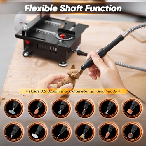 Saker Mini Multi-Functional Table Saw,Mini Table Saws for Crafts,Portable Mini Desktop Electric Saw for Wood Cutting,Speeds & Angle Adjustable with More Accessories for Plastic Acrylic Cutting - Image 3