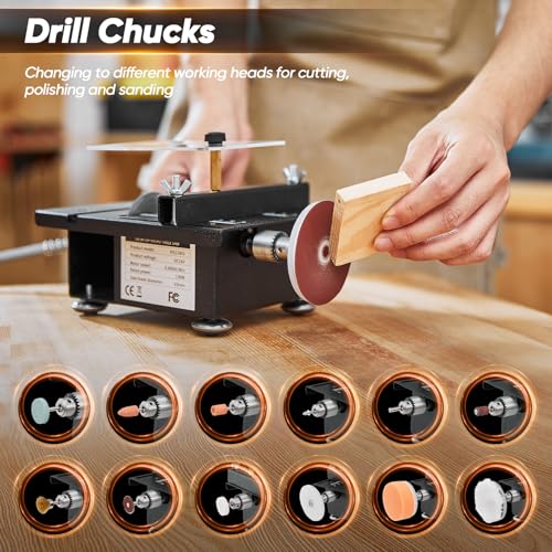 Saker Mini Multi-Functional Table Saw,Mini Table Saws for Crafts,Portable Mini Desktop Electric Saw for Wood Cutting,Speeds & Angle Adjustable with More Accessories for Plastic Acrylic Cutting - Image 4