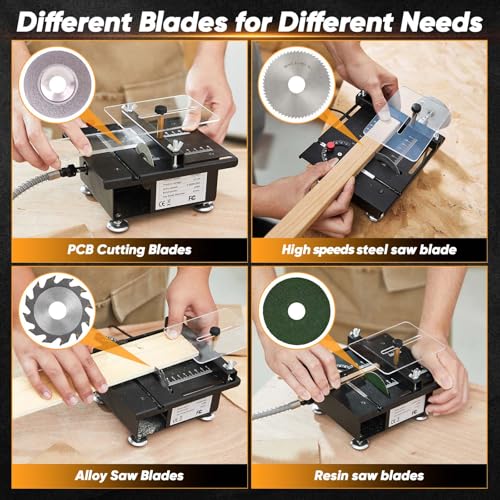Saker Mini Multi-Functional Table Saw,Mini Table Saws for Crafts,Portable Mini Desktop Electric Saw for Wood Cutting,Speeds & Angle Adjustable with More Accessories for Plastic Acrylic Cutting - Image 2