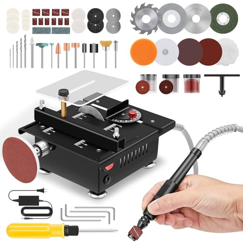 Saker Mini Multi-Functional Table Saw,Mini Table Saws for Crafts,Portable Mini Desktop Electric Saw for Wood Cutting,Speeds & Angle Adjustable with More Accessories for Plastic Acrylic Cutting - Image 1