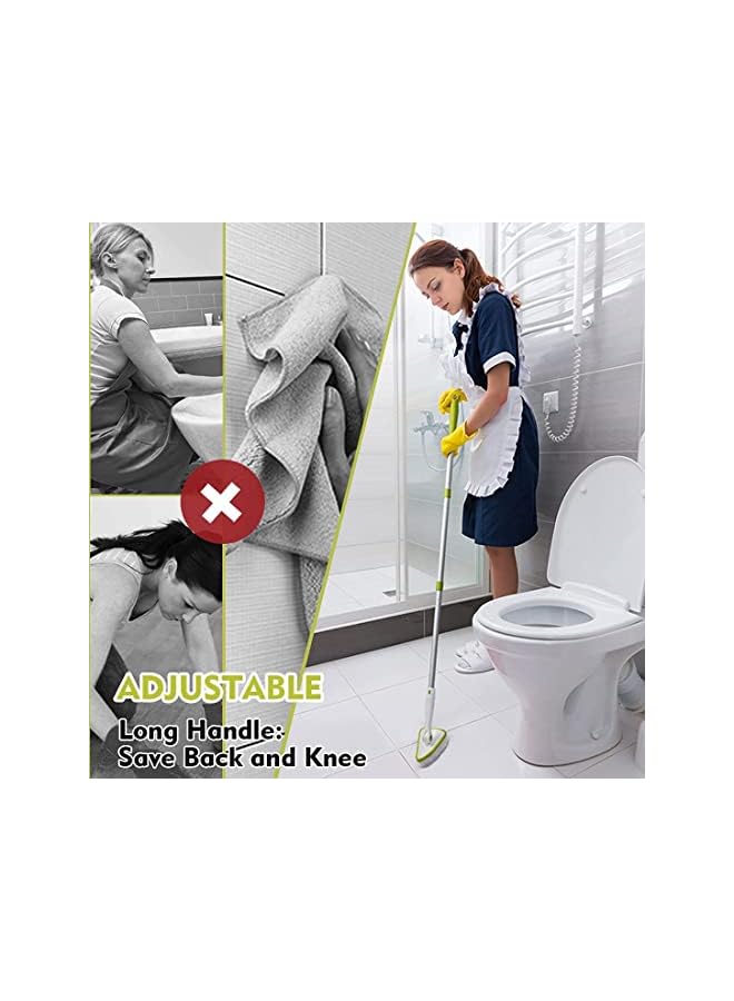 promass Cleaning Brush with Long Handle, 2 in 1 Stiff Bristle Scrub Brush and Scrub Sponge, Shower Scrubber Kit with 120cm Long Extendable Handle for Bathroom, Bathtub, Wall and Ceramic Tile - Image 4