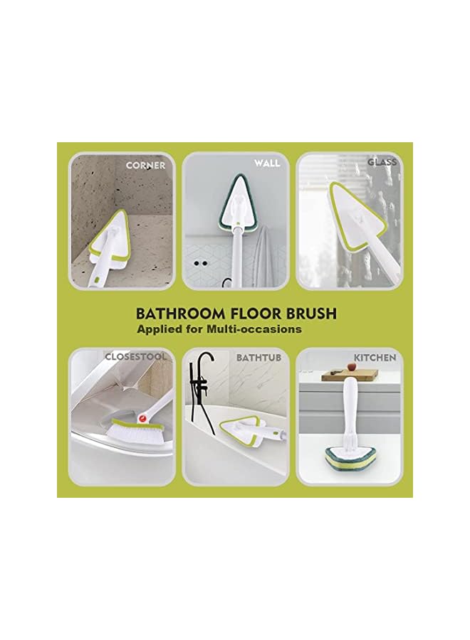 promass Cleaning Brush with Long Handle, 2 in 1 Stiff Bristle Scrub Brush and Scrub Sponge, Shower Scrubber Kit with 120cm Long Extendable Handle for Bathroom, Bathtub, Wall and Ceramic Tile - Image 3