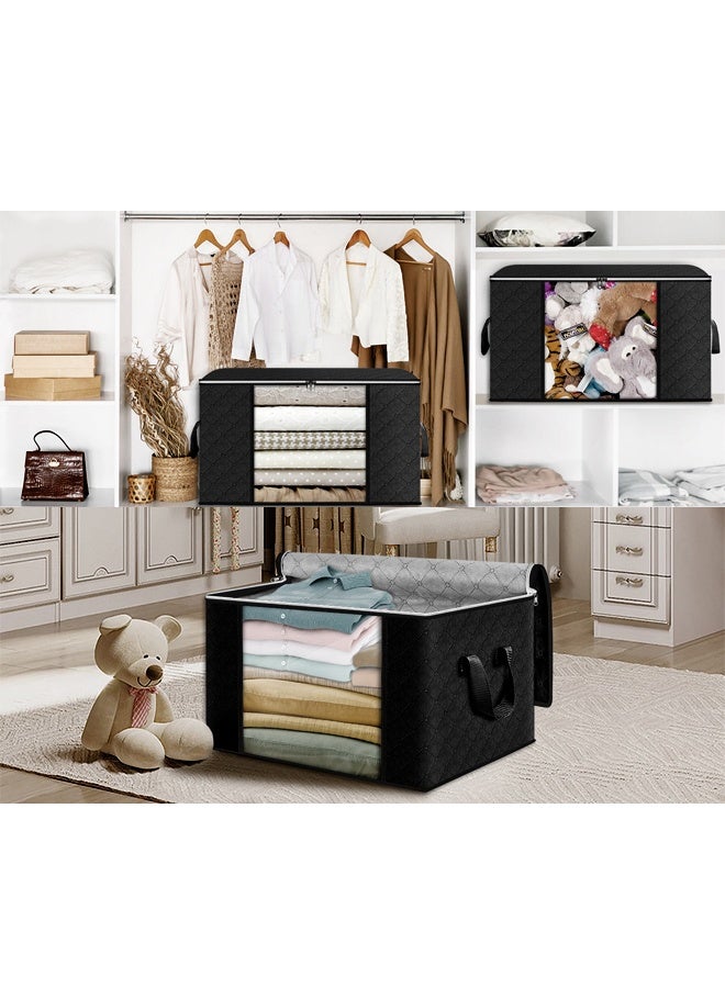 DUNISO 3 Pcs Large Storage Bags，Clothes Organizer，Heavy-Duty Foldable Organizers with Handles and Zippers，Breathable and Moisture-proof，for Storing Duvet Covers, Blankets, Clothing, and Household Items,60*40*35cm - Image 5