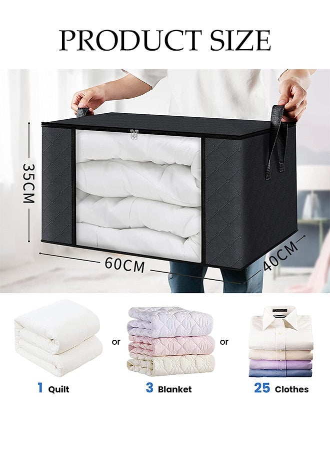 DUNISO 3 Pcs Large Storage Bags，Clothes Organizer，Heavy-Duty Foldable Organizers with Handles and Zippers，Breathable and Moisture-proof，for Storing Duvet Covers, Blankets, Clothing, and Household Items,60*40*35cm - Image 2