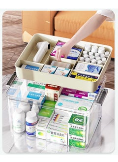 Premify Medicine Storage Box, Pills Organizer with Compartments & Handle, First Aid Kit Storage Case 36x24x19cm, Beeds/Toys/Jewelry Storage Organiser (Large)  - Image 1