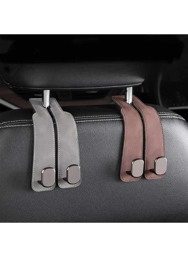 Headrest Car Hook Grey 4pcs PU Leather Seat Back Storage Hook Front Seat Organizer Handbags Hook Car Accessory - Image 1