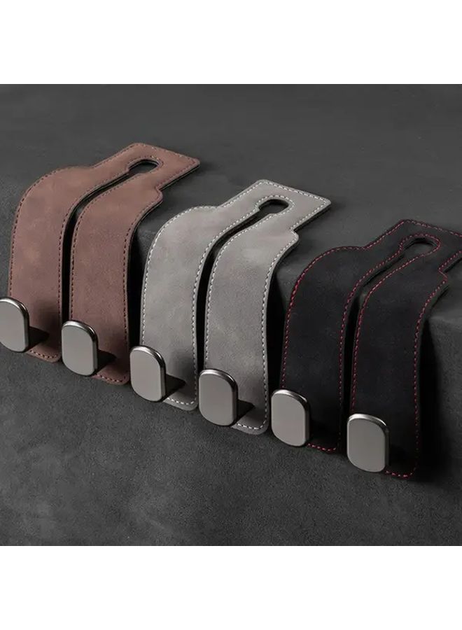 Headrest Car Hook Grey 4pcs PU Leather Seat Back Storage Hook Front Seat Organizer Handbags Hook Car Accessory - Image 3