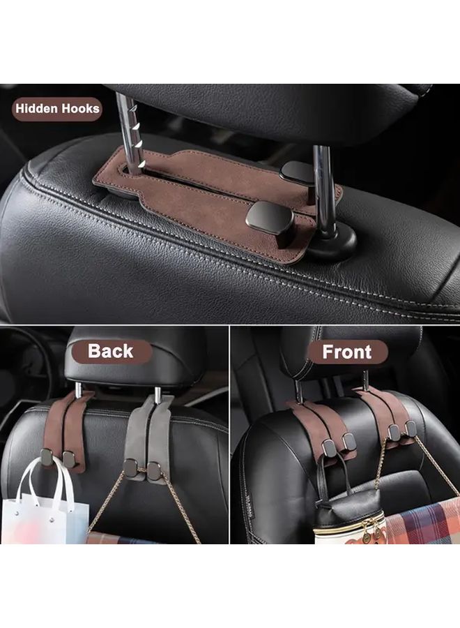Headrest Car Hook Grey 4pcs PU Leather Seat Back Storage Hook Front Seat Organizer Handbags Hook Car Accessory - Image 5