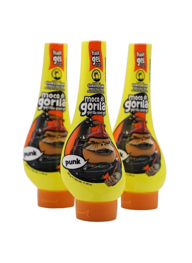 Moco de Gorila - Punk, Hair Styling Gel, Reactivate with water, Long-lasting Hold, 3-Pack of 11.99 Oz Each, 3 Squeezable Bottles. - Image 1