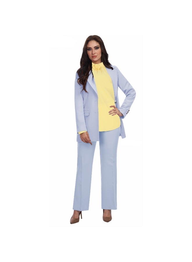 Smoky Egypt Elegant Lady Solid Blazer-BabyBlue - Image 3