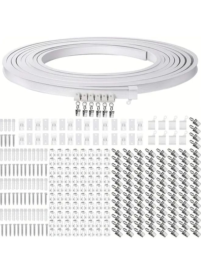 White 118.11 Inch Flexible Curtain Track Wall Ceiling Mount ABS - Image 1