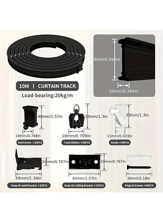 White 118.11 Inch Flexible Curtain Track Wall Ceiling Mount ABS - Image 5