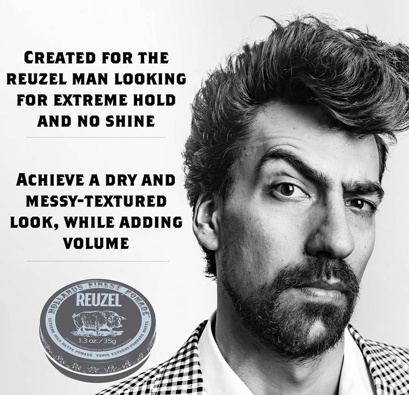 Reuzel REUZEL Extreme Hold Matte Pomade, Strongest All Day Hold, Water Soluble Styling, No Shine & Flake Free, Easy To Wash Out, For and Hairstyles, 1.3 oz - Image 2