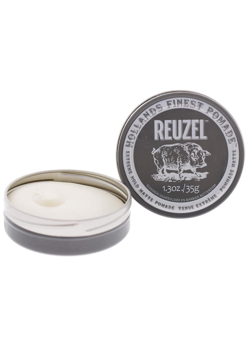 Reuzel - REUZEL Extreme Hold Matte Pomade, Strongest All Day Hold, Water Soluble Styling, No Shine & Flake Free, Easy To Wash Out, For and Hairstyles, 1.3 oz - Image 1