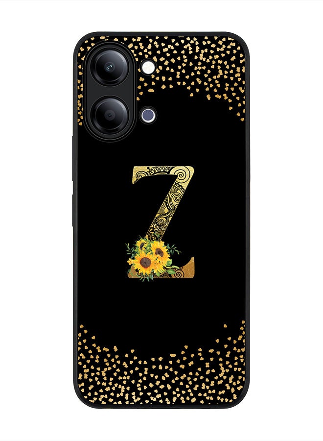 Stylizedd For vivo Y05 4G / Y6t 5G Case,Slim fit Camera Protection, Shockproof Thin Phone cover  - Custom Floral Monogram - Z ( Black ) - Image 1