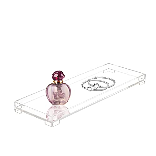 DELIPPLY Vanity Bathroom Tray Acrylic Rectangle Decorative Catchall Organizer Storage Tray  Clear