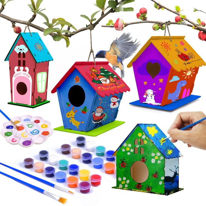 hapray 4 Pack Bird House Crafts for Kids Ages 5-8 8-12, Buildable DIY Birdhouse Kit for Children to Build, 3+ Summer Arts and Craft Projects with Paint, Boy Girl Gift Christmas - Image 4