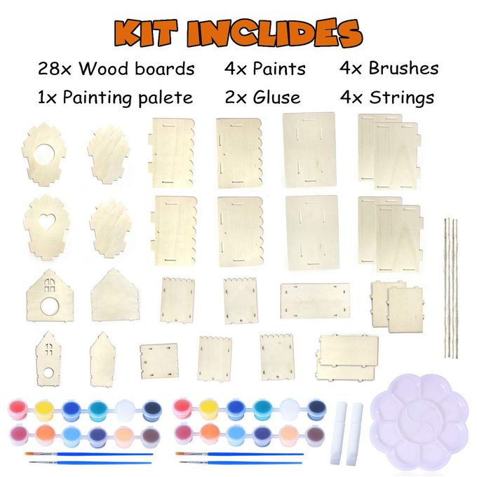 hapray 4 Pack Bird House Crafts for Kids Ages 5-8 8-12, Buildable DIY Birdhouse Kit for Children to Build, 3+ Summer Arts and Craft Projects with Paint, Boy Girl Gift Christmas - Image 5