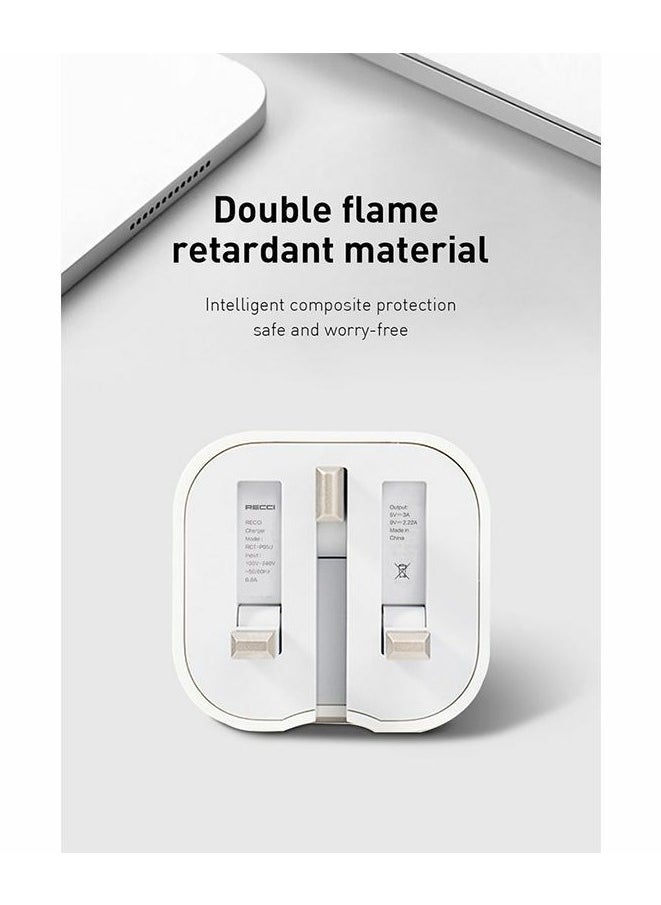 Denx - USB-C Power Adapter 20W Fast Charging Safe Portable Small Size USB C Wall Charger Plug UK Type C Power Adapter - Image 1