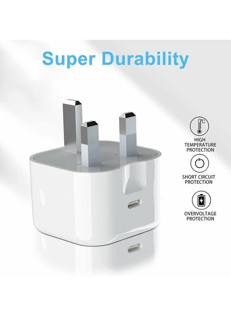 Denx - USB-C Power Adapter 20W Fast Charging Safe Portable Small Size USB C Wall Charger Plug UK Type C Power Adapter - Image 1