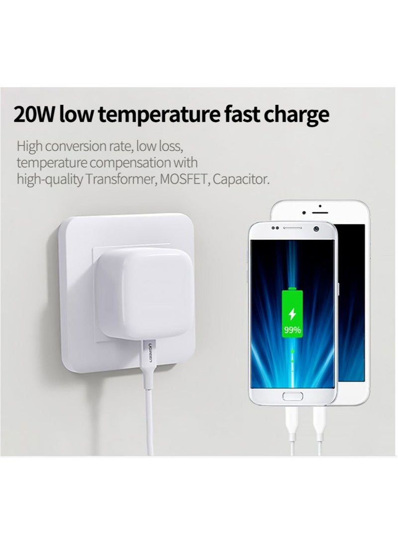 Denx - USB-C Power Adapter 20W Fast Charging Safe Portable Small Size USB C Wall Charger Plug UK Type C Power Adapter - Image 1
