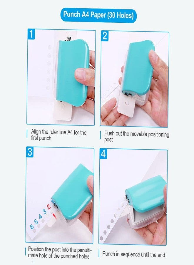 Sunydog 6 Hole Paper Punch, Handheld 6 Hole Punch Puncher, 5 Sheet Capacity Round Hole Paper Puncher for A4 A5 B5 Notebook Scrapbook Diary Planner, Pocket Size, 6mm Diameter Holes, Blue - Image 5