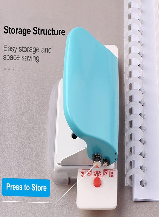 Sunydog 6 Hole Paper Punch, Handheld 6 Hole Punch Puncher, 5 Sheet Capacity Round Hole Paper Puncher for A4 A5 B5 Notebook Scrapbook Diary Planner, Pocket Size, 6mm Diameter Holes, Blue - Image 2