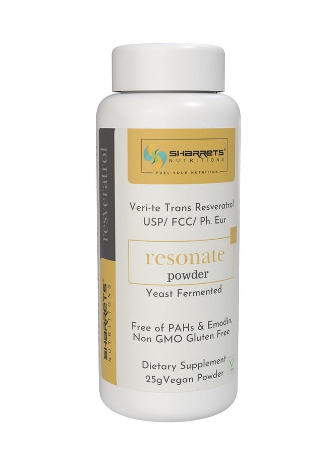 Sharrets Resonate Trans-Resveratrol 25G Powder Supplement - Yeast Fermented, Produced In Switzerland  - Image 1