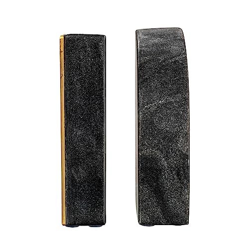 Creative Co-Op Boho Arched Semicircle Marble Bookends with Brass Detail, Set of 2, Black - Image 5