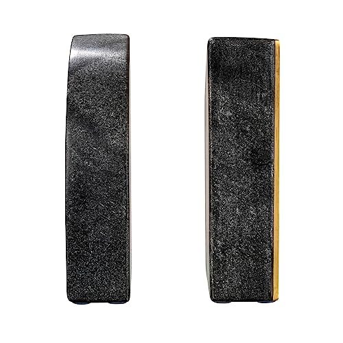 Creative Co-Op Boho Arched Semicircle Marble Bookends with Brass Detail, Set of 2, Black - Image 2