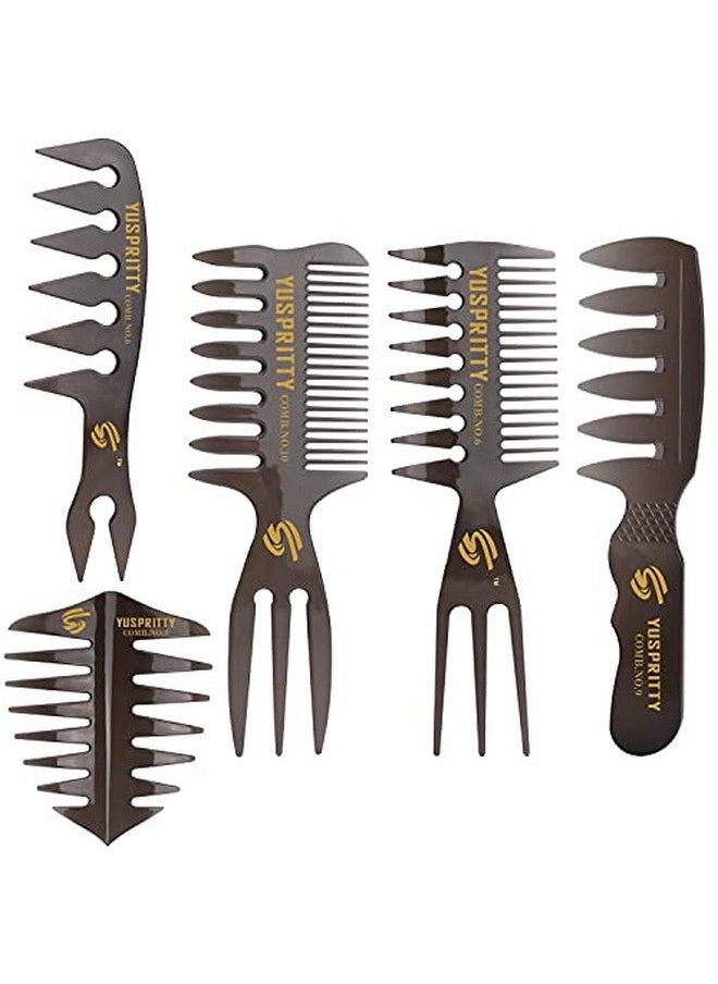 Noverlife 5Pcs Men'S Pompadour Hairstyling Combs Professional Wide Teeth Texture Comb For Slicked Back Hairstyle Retro Oil Head Hair Brushes For Barber Hairdressing Hair Pick Comb  - Image 3