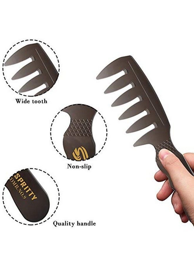 Noverlife 5Pcs Men'S Pompadour Hairstyling Combs Professional Wide Teeth Texture Comb For Slicked Back Hairstyle Retro Oil Head Hair Brushes For Barber Hairdressing Hair Pick Comb  - Image 4