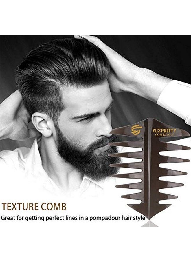 Noverlife 5Pcs Men'S Pompadour Hairstyling Combs Professional Wide Teeth Texture Comb For Slicked Back Hairstyle Retro Oil Head Hair Brushes For Barber Hairdressing Hair Pick Comb  - Image 5