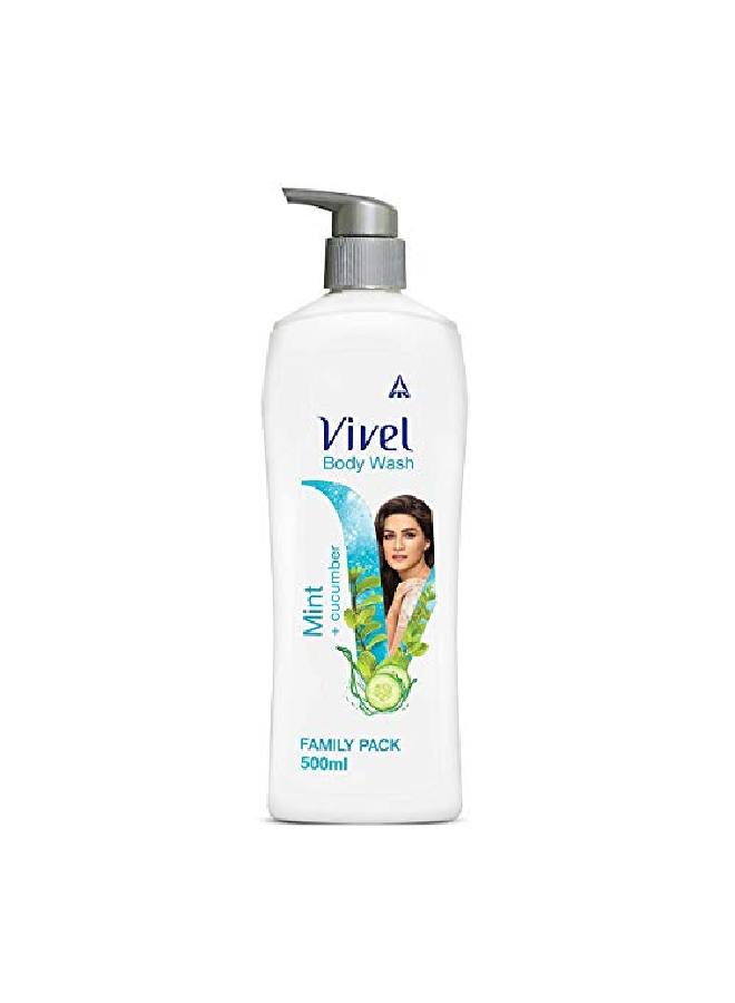 Vivel Body Wash Mint & Cucumber Shower Creme Cooling And Moisturising For soft And smooth skin High Foaming Formula 500ml Pump For Women And Men - Image 1