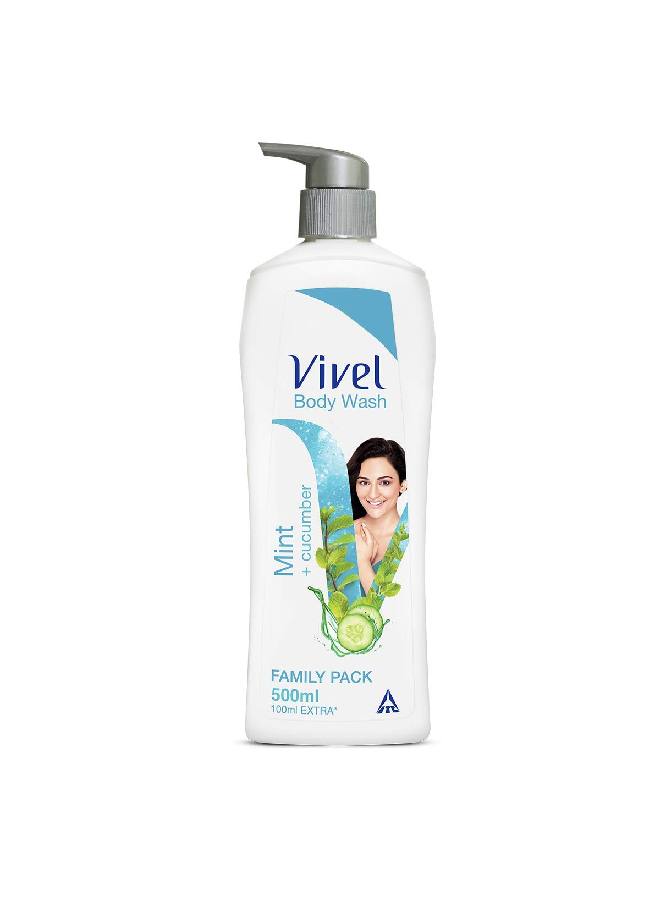 Vivel Body Wash Mint & Cucumber Shower Creme Cooling And Moisturising For soft And smooth skin High Foaming Formula 500ml Pump For Women And Men - Image 3