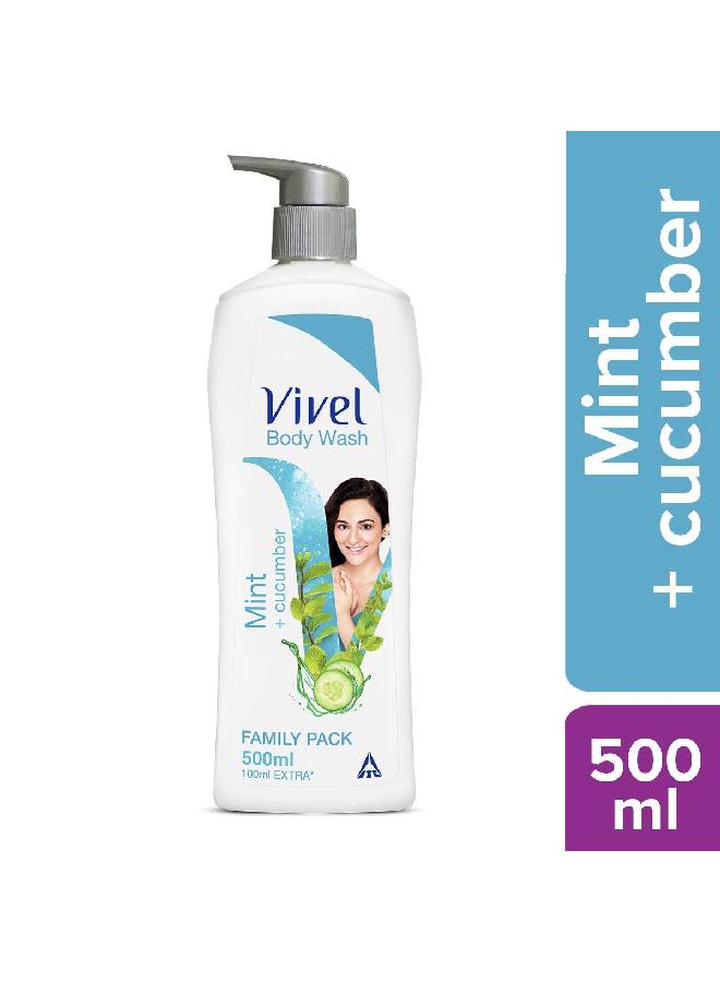 Vivel Body Wash Mint & Cucumber Shower Creme Cooling And Moisturising For soft And smooth skin High Foaming Formula 500ml Pump For Women And Men - Image 2