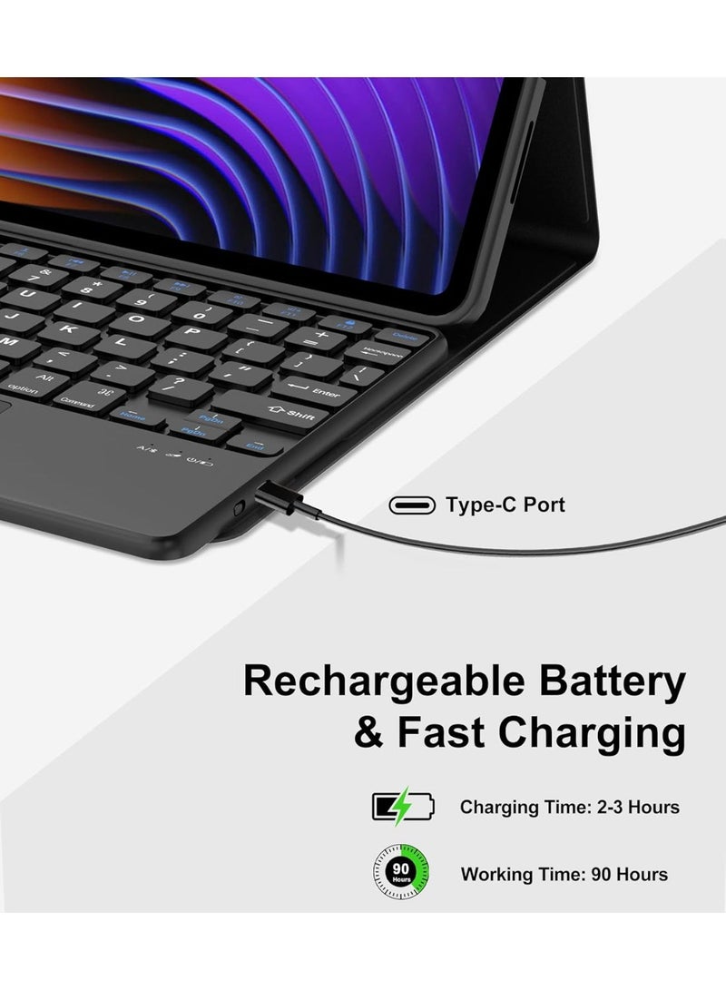 Keyboard case Compatible for Xiaomi Mi Pad 8 / Pad 8 Pro Ultra-thin PU leather Cover Detachable Bluetooth Keyboard with Arabic and English letter Touchpad and Pen Holder Compatible for Xiaomi Pad 8 - Image 3