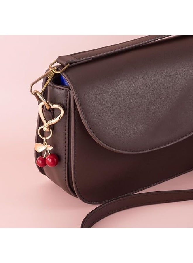 مفتاح كرز لطيف، إكسسوارات جمالية حمراء للحقيبة، إكسسوارات مفتاح كawaii على شكل قلب، ديكور لحقيبة اليد، هدايا للنساء والفتيات (كرز أحمر على شكل قلب) - Image 4