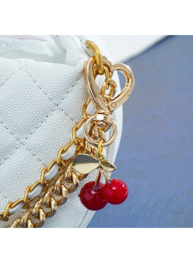 مفتاح كرز لطيف، إكسسوارات جمالية حمراء للحقيبة، إكسسوارات مفتاح كawaii على شكل قلب، ديكور لحقيبة اليد، هدايا للنساء والفتيات (كرز أحمر على شكل قلب) - Image 5