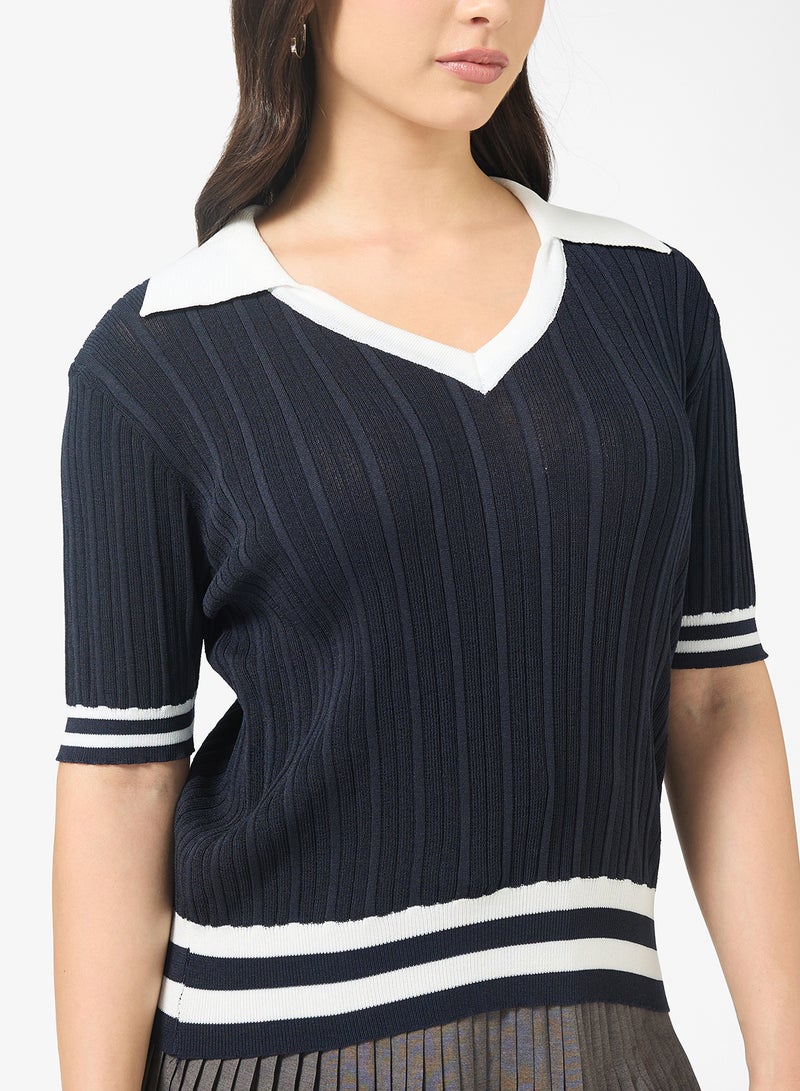 Ginger Polo Neck Sweater with Contrast Trim - Image 3