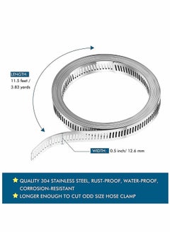 Excefore Clamps Hose Stainless Steel Worm Clamp, Hose Clamp Strap with Fasteners, 304 Stainless Steel Clamps Worm Adjustable DIY Pipe Hose Clamp Air Ducting Clamp Worm Drive Hose Clamps  - Image 4