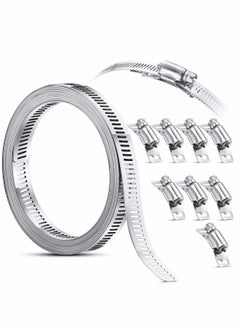 Excefore Clamps Hose Stainless Steel Worm Clamp, Hose Clamp Strap with Fasteners, 304 Stainless Steel Clamps Worm Adjustable DIY Pipe Hose Clamp Air Ducting Clamp Worm Drive Hose Clamps  - Image 1