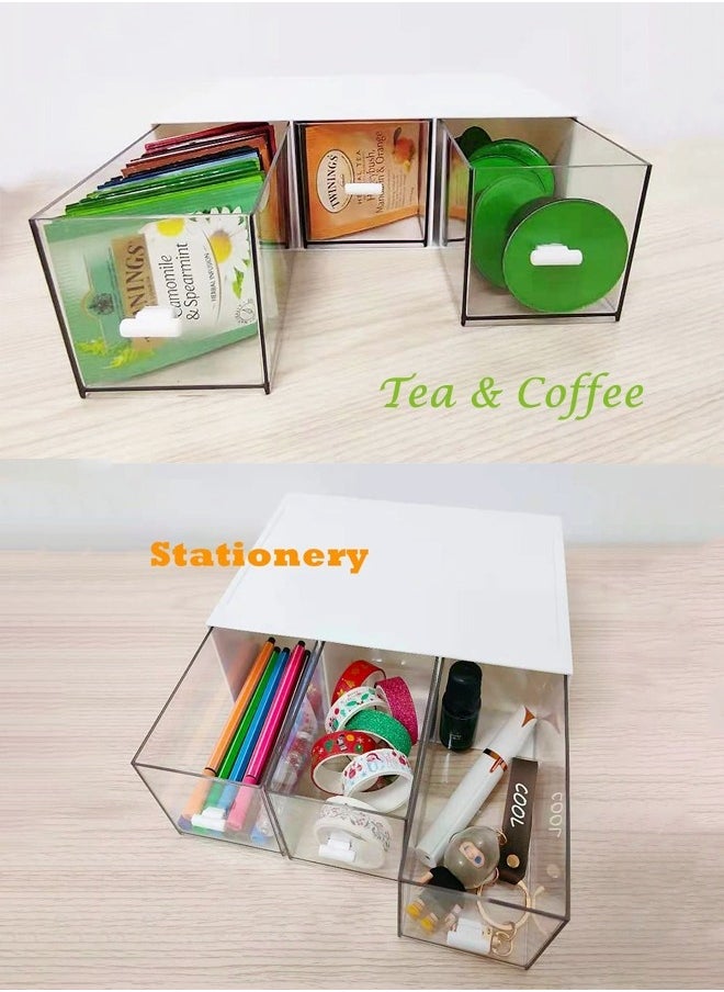 WooFree Two White Plastic Storage Boxes Tea Coffee Cosmetics Stationeries Storage Containers  - Image 3