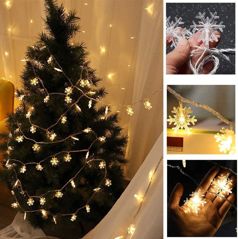 VELOCIOUS Velocious 16 LED Light Snow Flake Warm White String Fairy Light Globe String Lights Plug in for Bedroom Decor Indoor Outdoor Fairy Light for Home Wall Garden Decorations  - Image 4
