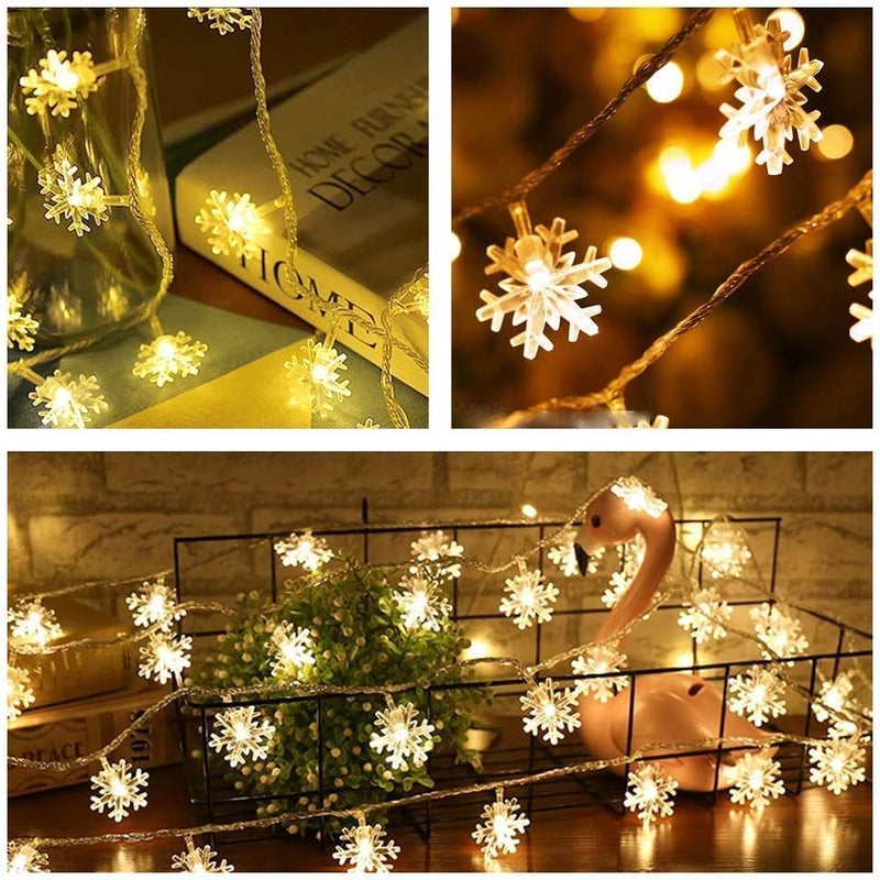 VELOCIOUS Velocious 16 LED Light Snow Flake Warm White String Fairy Light Globe String Lights Plug in for Bedroom Decor Indoor Outdoor Fairy Light for Home Wall Garden Decorations  - Image 2