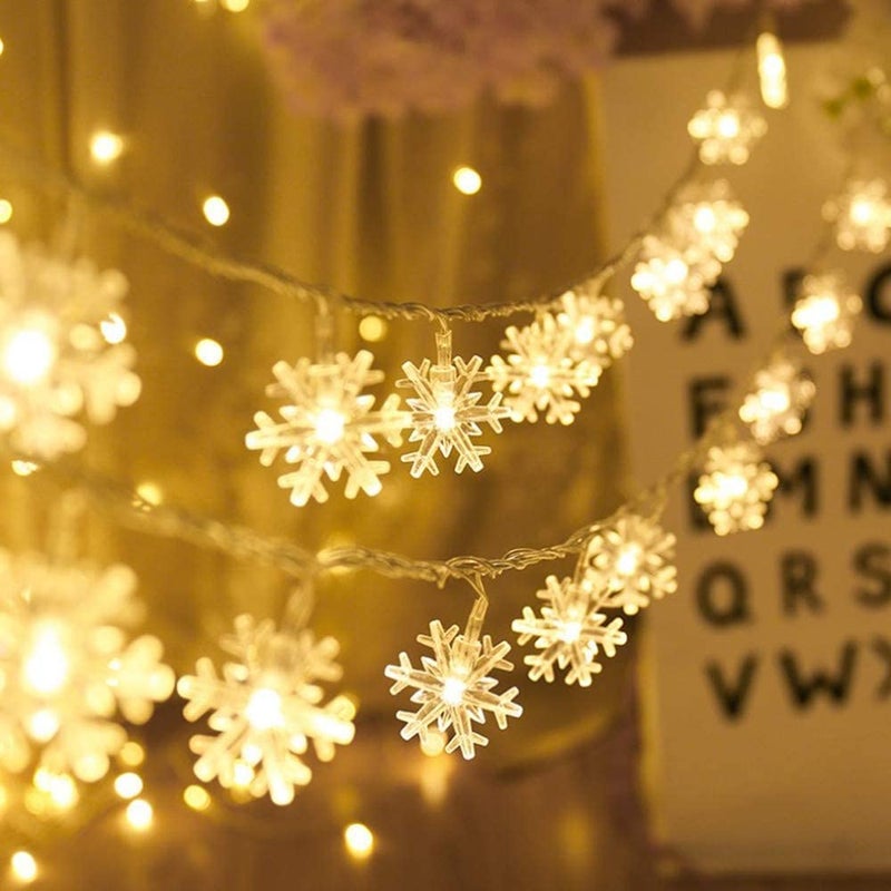 VELOCIOUS Velocious 16 LED Light Snow Flake Warm White String Fairy Light Globe String Lights Plug in for Bedroom Decor Indoor Outdoor Fairy Light for Home Wall Garden Decorations  - Image 5