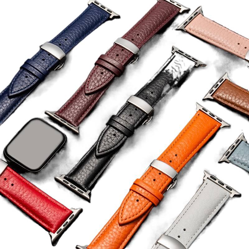 سوار ساعة ذكية باللون فضي قابل للتعديل سوار جلدي كلاسيكي متوافق مع Apple Watch 38/40/41/42/44/45/49mm بملاءمة قابلة للتعديل وحزام بديل - Image 4